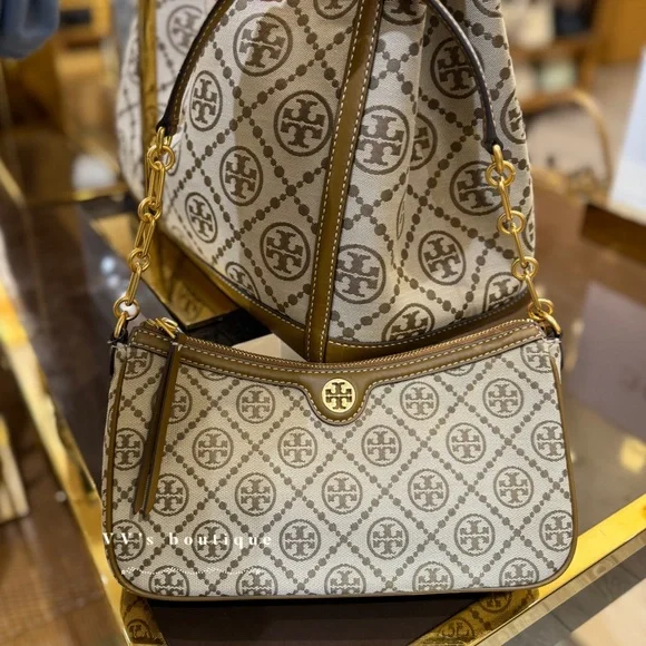 NWT Tory Burch T Monogram Studio Shoulder Crossbody Bag Hazelnut Brown 85137 - Picture 1 of 7